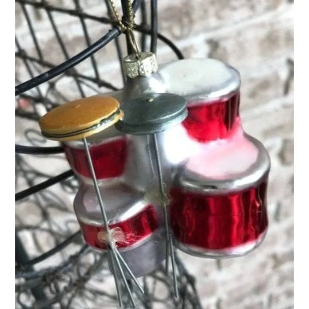 Retro Drums Ornament Glass Musical Band Instrument Christmas Gift New